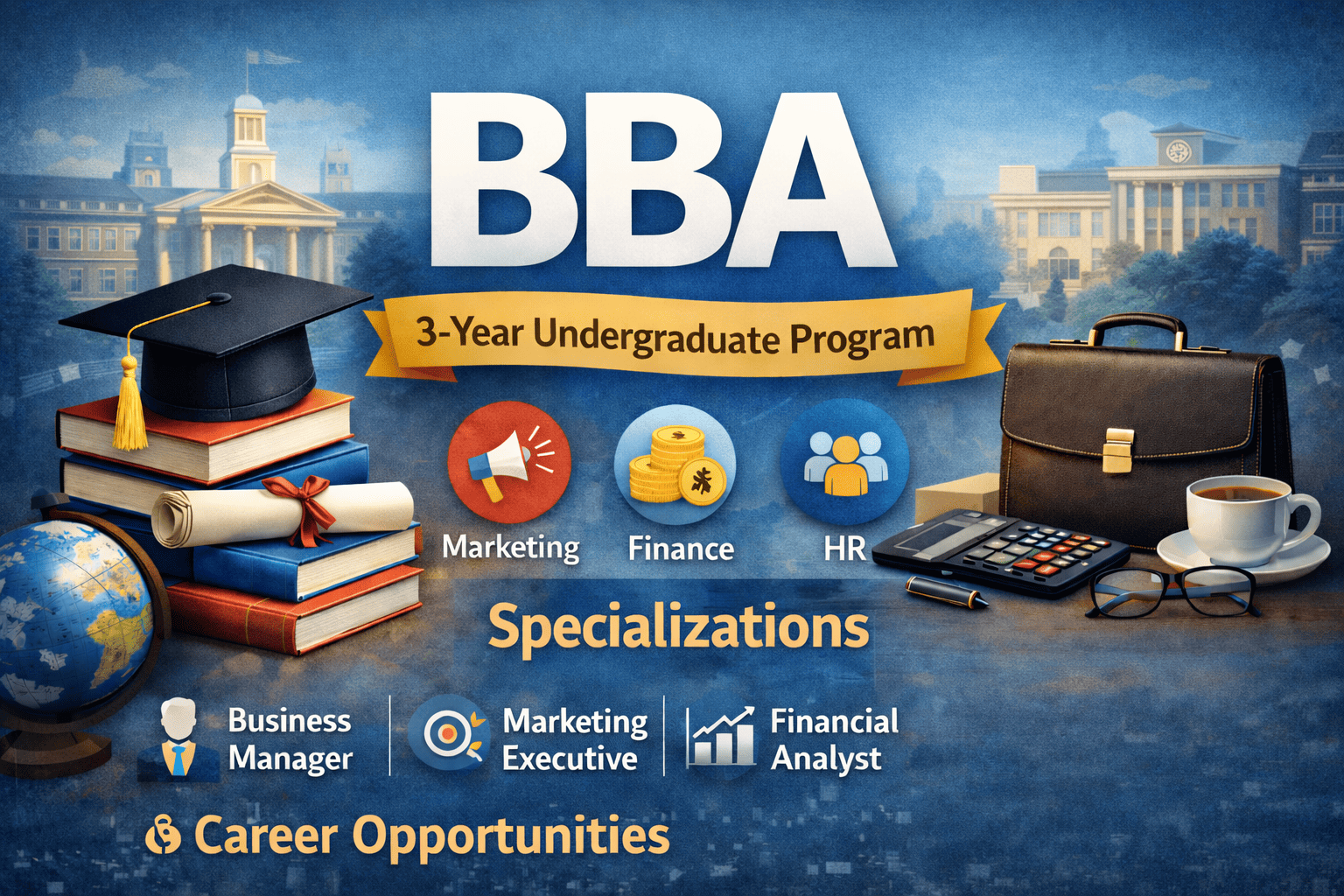 Bachelor of Business Administration (BBA) is a 3-year undergraduate program